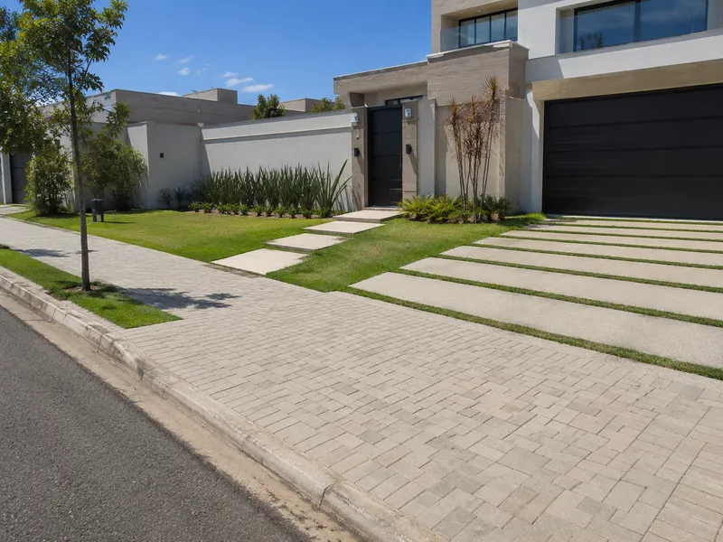 Calçada residencial em construção