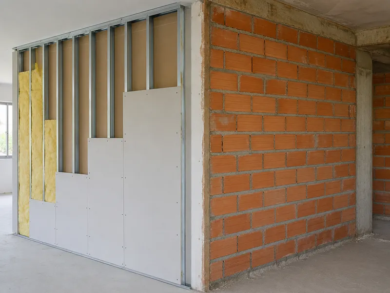 Imagem ilustrativa comparando drywall e alvenaria